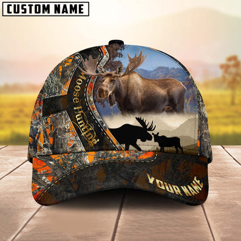 Maxcorners Moose Hunting Orange Camouflage Multicolor Personalized Name 3D Cap