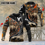 Maxcorners Leather Pattern Moose Hunting Custom Name Shirt 3D All Over Printed Clothes