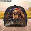 Maxcorners Hunting Labradors Patriotic American Flag Duck Hunter Personalized Name Unisex 3D Cap