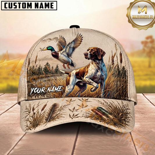 Maxcorners German Shorthaired Pointer Mallard Duck Hunting Field Personalized Name Unisex 3D Cap
