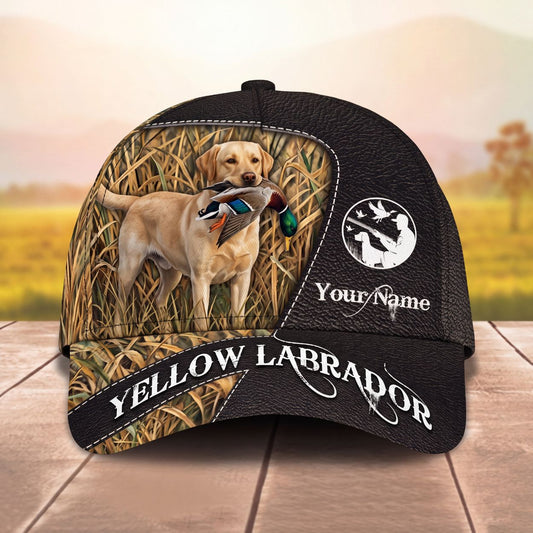 Maxcorners Waterfowl Hunter Dog Mallard Duck Camo Personalized Name Unisex 3D Cap