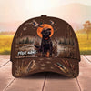 Maxcorners Black Lab Night Waterfowl Hunting Moon Silhouette Personalized Name Unisex 3D Cap