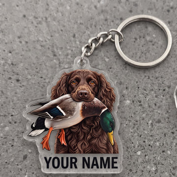 Maxcorners Boykin Spaniel Duck Hunting Personalized Name Ornament And Keychain Custom Gift For Hunters 2D Flat
