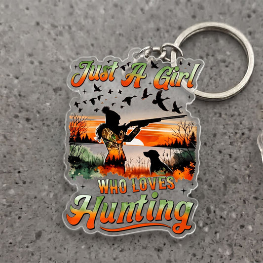 Maxcorners Girl Duck Hunting With Hunting Dog Sunset Ornament And Keychain Custom Gift For Hunters 2D Flat