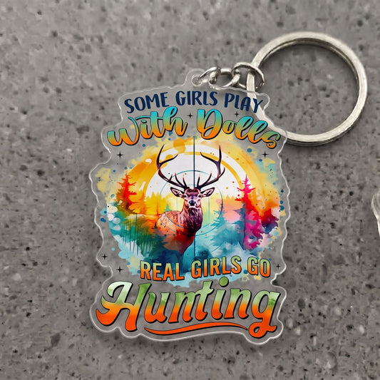 Maxcorners Girls Deer Hunting Colorful Buck Some Girls Play With Dolls Ornament And Keychain Custom Gift For Hunters 2D Flat