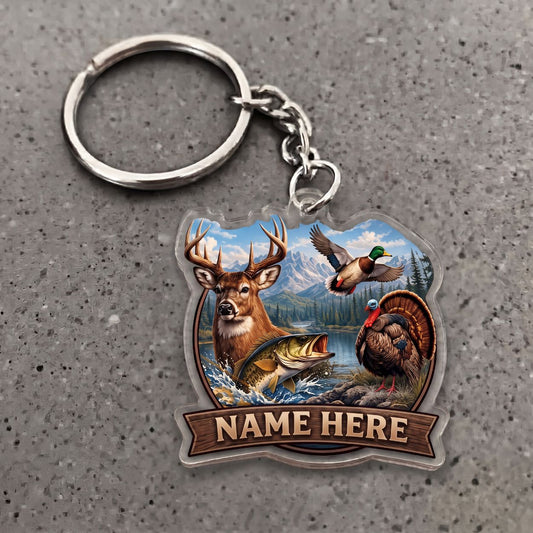 Maxcorners Wildlife Hunting Mountain Lake Personalized Name Ornament And Keychain Custom Gift For Hunters 2D Flat