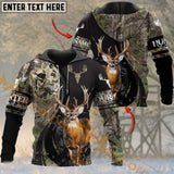 Maxcorners Deer Hunting Brown Camo Pattern Reaper Custom Name Shirt 3D All Over Printed Clothes