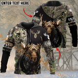 Maxcorners Moose Hunting Brown Camo Pattern Reaper Custom Name Shirt 3D All Over Printed Clothes