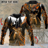 Maxcorners Deer Hunting Orange Camouflage Black Forest Pattern Custom Name Shirt 3D All Over Printed Clothes