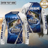 (13 Breeds) Maxcorners Fishing Pine Forest Night Reflection White Fish Scale Texture Blue Panels Custom Team Name Personalized Name 3D Long Sleeve Shirt