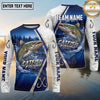 (13 Breeds) Maxcorners Fishing Pine Forest Night Reflection White Fish Scale Texture Blue Panels Custom Team Name Personalized Name 3D Long Sleeve Shirt