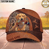 Maxcorners Dog Hunting and Pheasant Bird Hunting Stitched Leather Pattern Personalized Name 3D Cap