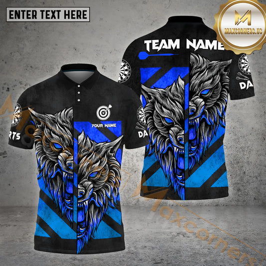 Maxcorners Retro Darts Wolf Premium Multicolor Options Personalized Name, Team Name 3D Shirt (4 Colors)