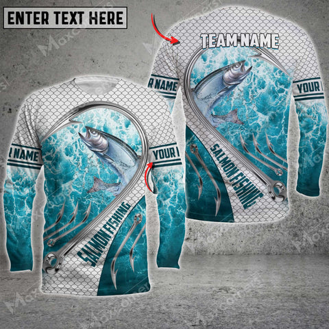 Maxcorner Salmon Fishing Water Personalized 3D Long Sleeve Shirt