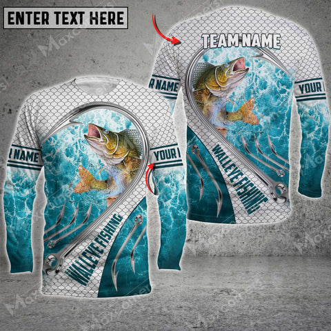 Maxcorner Walleye Fishing Water Personalized 3D Long Sleeve Shirt