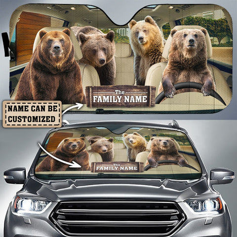 Maxcorners Bear Drive Custom Name All Over Printed 3D Car Sun Shade