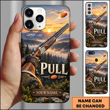 Maxcorners Trap Shooting Shooter Shotgun Sunset Clay Targets Personalized Name 3D Phone Case