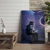 Maxcorners Raccoon Working on Laptop in Bathroom Wrapped Canvas