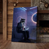 Maxcorners Raccoon Working on Laptop in Bathroom Wrapped Canvas