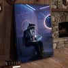Maxcorners Raccoon Working on Laptop in Bathroom Wrapped Canvas