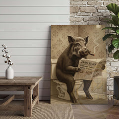 Maxcorners Boar Reading Farm Times Newspaper Wrapped Canvas