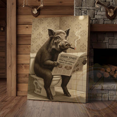Maxcorners Boar Reading Farm Times Newspaper Wrapped Canvas