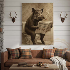 Maxcorners Boar Reading Farm Times Newspaper Wrapped Canvas