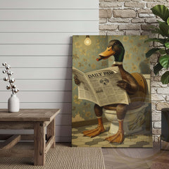 Maxcorners Duck Reading Daily Paw Newspaper Wrapped Canvas