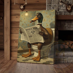Maxcorners Duck Reading Daily Paw Newspaper Wrapped Canvas