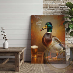 Maxcorners Duck with Beer Glass and Smoke Wrapped Canvas