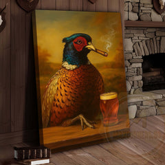 Maxcorners Pheasant with Beer Glass and Smoke Wrapped Canvas