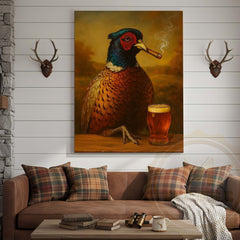 Maxcorners Pheasant with Beer Glass and Smoke Wrapped Canvas