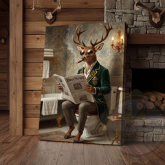 Maxcorners Deer Reading DeerNews in Bathroom Wrapped Canvas
