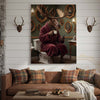 Maxcorners Moose Drinking Coffee on Toilet Wrapped Canvas