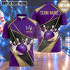 Maxcorners Bowling Bowling Ball Strike Crashing Pins Gold Accent Swoosh Lines Carbon Fiber Pattern Multi Options Personalized Name, Team Name Unisex 3D Shirt (4 Colors)