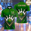 Maxcorners Bowling Bowling Ball Strike Crashing Pins Elegant Golden Chevron Stripes Carbon Fiber Texture Multi Options Personalized Name, Team Name Unisex 3D Shirt (4 Colors)