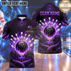 Maxcorners Bowling Twin Dragons Flame Bowling Ball Crashing Pins Dragon Scale Texture Multi Options Personalized Name, Team Name Unisex 3D Shirt (4 Colors)
