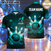 Maxcorners Bowling Flying Raven Crow Smoke Feathers Flame Bowling Ball Strike Crashing Pins Multi Options Personalized Name, Team Name Unisex 3D Shirt (4 Colors)