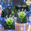 Maxcorners Bowling Cyberpunk High Tech Circuit Board Electric Lightning Shattered Glass Bowling Ball Strike Crashing Pins Multi Options Personalized Name, Team Name Unisex 3D Shirt (4 Colors)