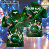 Maxcorners Bowling Fiery Phoenix Cosmic Galaxy Nebula Space Bowling Ball Strike Crashing Pins Multi Options Personalized Name, Team Name Unisex 3D Shirt (4 Colors)