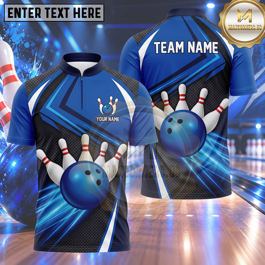 Maxcorners Bowling Bowling Ball Speed Motion Lines Crashing Pins Carbon Fiber Honeycomb Texture Multi Options Personalized Name, Team Name Unisex 3D Shirt (4 Colors)