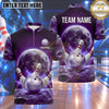Maxcorners Bowling Full Moon Lunar Surface Crater Cosmic Galaxy Bowling Ball Strike Crashing Pins Multi Options Personalized Name, Team Name Unisex 3D Shirt (4 Colors)