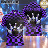 Maxcorners Bowling Racing Checkerboard Grid Pattern Bowling Ball Strike Crashing Pins Multi Options Personalized Name, Team Name Unisex 3D Shirt (4 Colors)