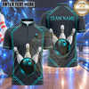 Maxcorners Bowling Pinstripe Pattern Hexagon Geometric Frame Bowling Ball Strike Crashing Pins Multi Options Personalized Name, Team Name Unisex 3D Shirt (4 Colors)