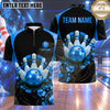 Maxcorners Bowling Casino Poker Chips Suits Playing Cards Symbol Bowling Ball Crashing Pins Multi Options Personalized Name, Team Name Unisex 3D Shirt (4 Colors)
