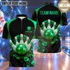 Maxcorners Bowling Casino Poker Chips Suits Playing Cards Symbol Bowling Ball Crashing Pins Multi Options Personalized Name, Team Name Unisex 3D Shirt (4 Colors)