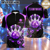 Maxcorners Bowling Casino Poker Chips Suits Playing Cards Symbol Bowling Ball Crashing Pins Multi Options Personalized Name, Team Name Unisex 3D Shirt (4 Colors)