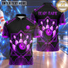 Maxcorners Bowling Art Deco Geometric Diamond Pattern Frame Bowling Ball Strike Crashing Pins Multi Options Personalized Name, Team Name Unisex 3D Shirt (5 Colors)
