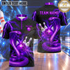 Maxcorners Bowling Giant Cobra Snake Lightning Strike Snake Scale Pattern Bowling Ball Crashing Pins Multi Options Personalized Name, Team Name Unisex 3D Shirt (5 Colors)