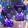 Maxcorners Bowling Roaring Panther Head Electric Lightning Strike Bowling Ball Crashing Pins Multi Options Personalized Name, Team Name Unisex 3D Shirt (5 Colors)
